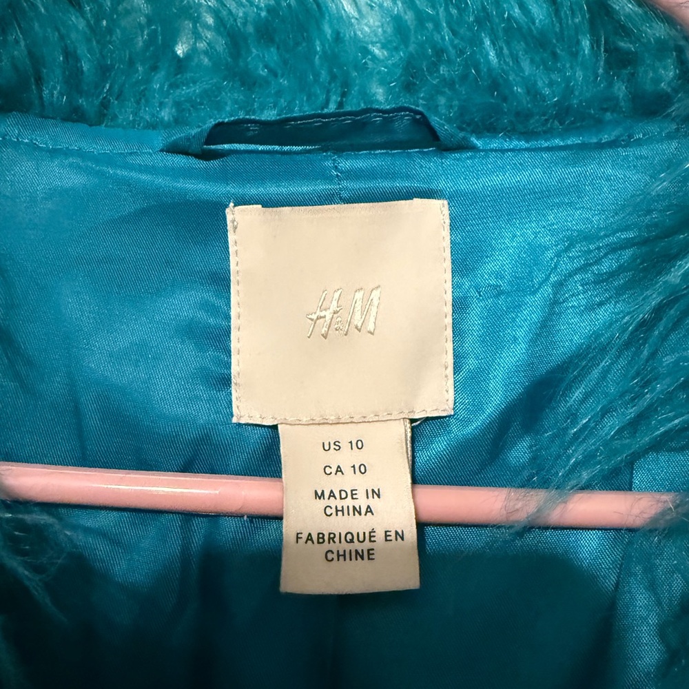 H&M Teal Faux Fur Jacket - Picture 3 of 4